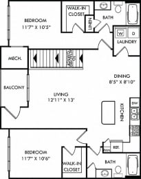 2 beds, 2 baths, 1,186 sqft, $1,759
