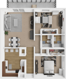 2 beds, 2 baths, 910 sqft, $980