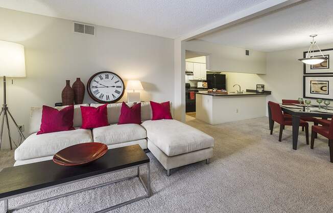 Living Room With Dining Area at The Parc at Briargate, Colorado Springs, CO, 80920