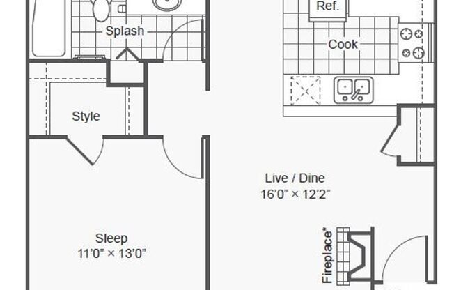 1 bed, 1 bath, 671 sqft, $2,335, Unit G036