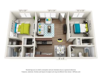 2 beds, 2 baths, 900 sqft, $1,425