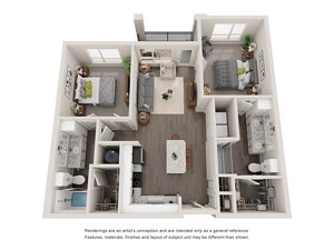 2 beds, 2 baths, 996 sqft, $1,760