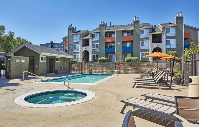 Two Outdoor Swimming Pools at Sloan's Lake Apartments in Lakewood, CO