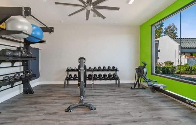 Resident fitness center with workout equipment