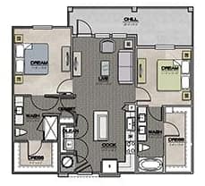 2 beds, 2 baths, 1,056 sqft, $2,044