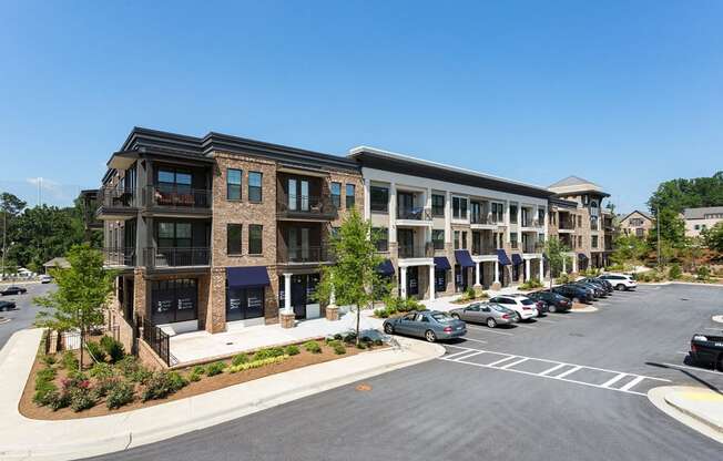 Modern Exteriors Give a Wonderful First Impression of Echo at North Pointe Center. Enjoy our Endless Amenities and Superb Location at Echo at North Pointe Center Apartment Homes, Alpharetta, GA 30009