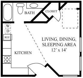 Studio, 1 bath, 375 sqft, $1,067