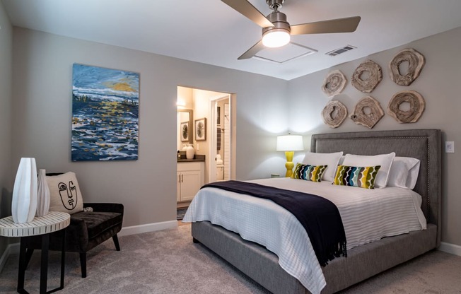 Master bedroom at Elme Sandy Springs Apartments, Atlanta, GA, 30350