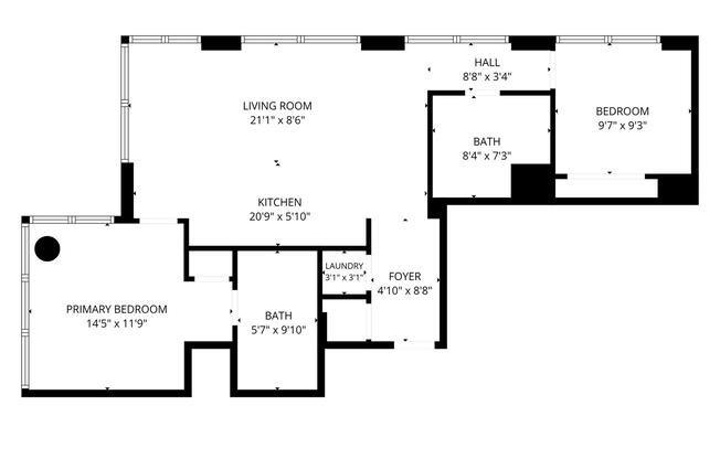 2 beds, 2 baths, 835 sqft, $12,500, Unit 30C