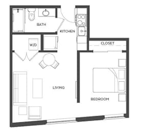 1 bed, 1 bath, 490 sqft, $1,599