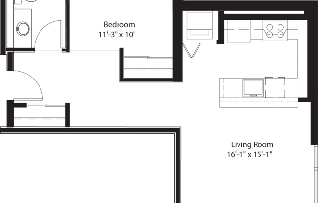 Studio, 1 bath, 690 sqft, $2,123, Unit 201
