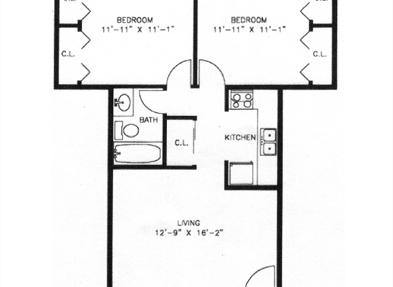 2 beds, 1 bath, 670 sqft, $1,644, Unit 17