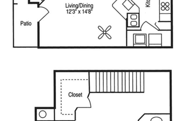 1 bed, 1.5 baths, 725 sqft, $1,205