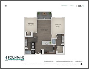 2 beds, 2 baths, 1,109 sqft, $1,850