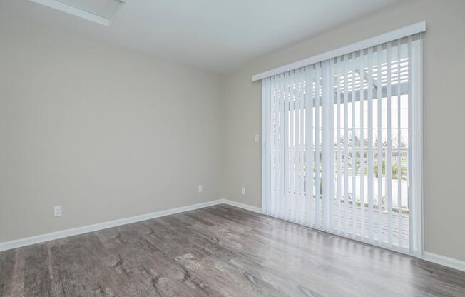 a room with a large window