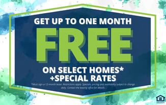 A promotional image offering a free month on select homes.