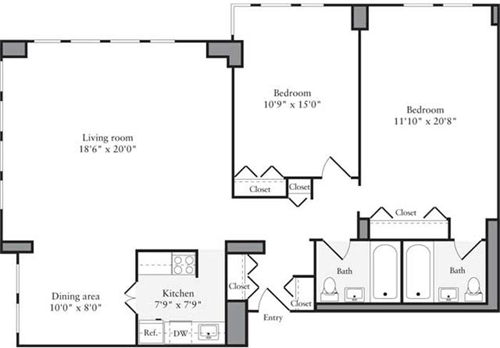 2 beds, 2 baths, 1,139 sqft, $7,899, Unit 08I
