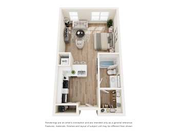 Studio, 1 bath, 488 sqft, $1,074