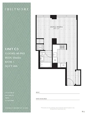 Studio, 1 bath, $4,795, Unit 49C