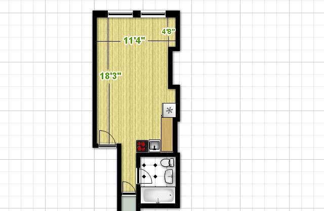 Studio, 1 bath, $2,317, Unit 4-B