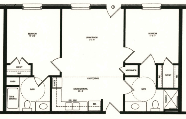 2 beds, 2 baths, 792 sqft, $1,050, Unit 209