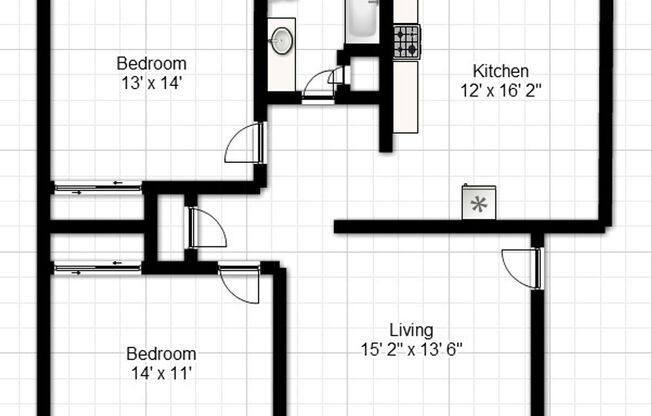 2 beds, 1 bath, 903 sqft, $1,140, Unit H-5