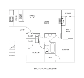 2 beds, 1 bath, 890 sqft, $1,117