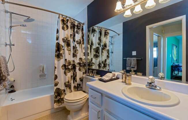 a bathroom with a sink and a toilet and a shower at Village Club of Royal Oak, Royal Oak, 48067