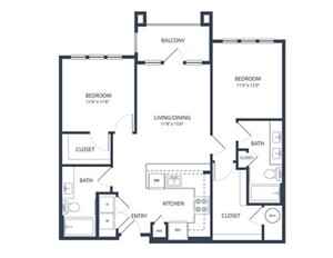 2 beds, 2 baths, 1,071 sqft, $1,835