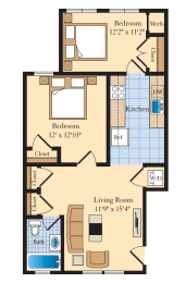 2 beds, 1 bath, 687 sqft, $1,795