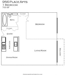 1 bed, 1 bath, 700 sqft, $1,075