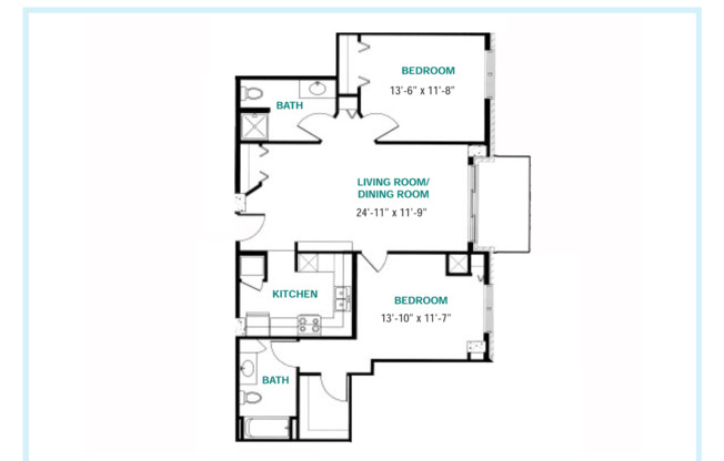 2 beds, 2 baths, 1,054 sqft, $2,810, Unit 1108