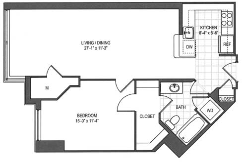 1 bed, 1 bath, 792 sqft, $2,601, Unit 493