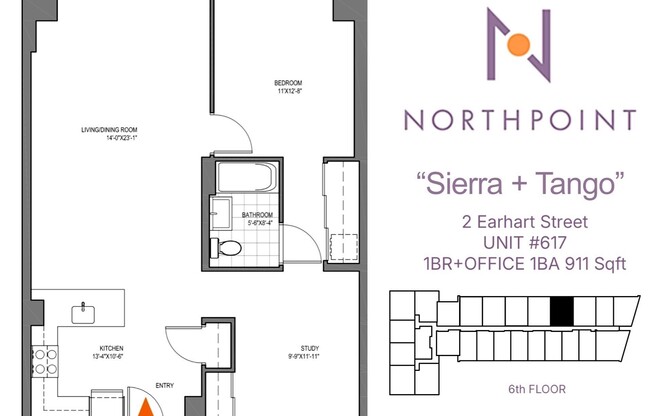 2 beds, 1 bath, 911 sqft, $3,750, Unit 617