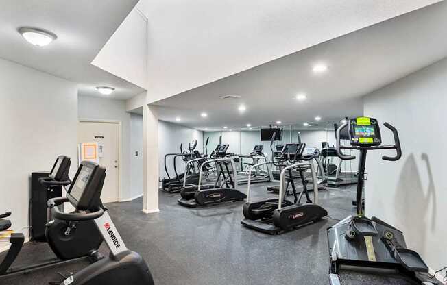 the gym with cardio equipment at the preserve at greatstone