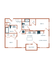 2 beds, 2 baths, 1,041 sqft, $2,201