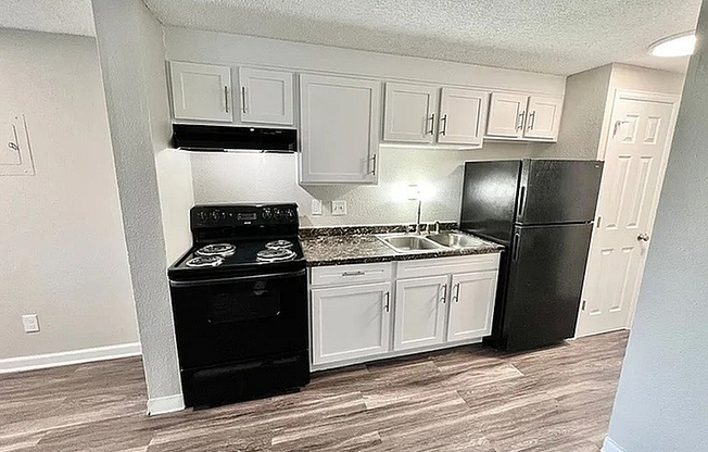 Experience efficient design with this cozy modern kitchen featuring sleek finishes.
