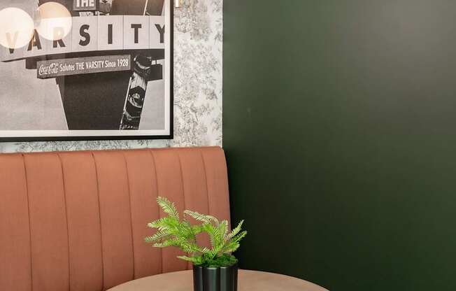 Coworking pods within clubroom space.