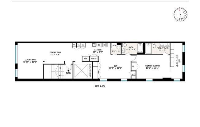 1 bed, 2 baths, 1,275 sqft, $8,500, Unit 4