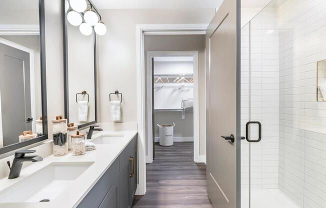 Experience spa-inspired finishes with stylish tile showers, dual vanities in select homes, and spacious walk-in closets to keep everything organized and tidy.