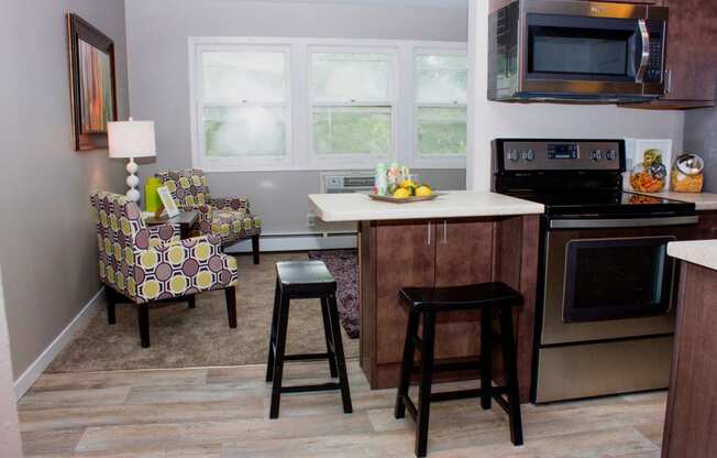 410 Apartments Model Kitchen Living Room Wood-Look Plank Flooring