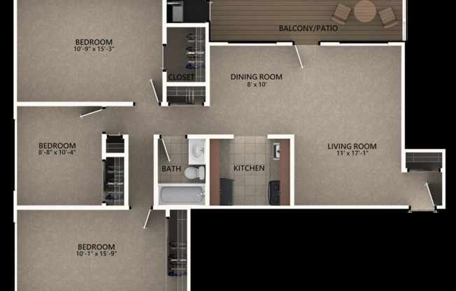 3 beds, 1 bath, 960 sqft, $2,703