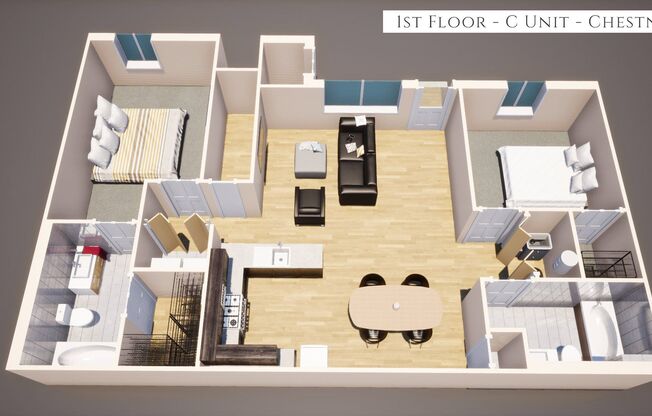 Chestnut - 2Br/2Ba Rental Home - First Floor
