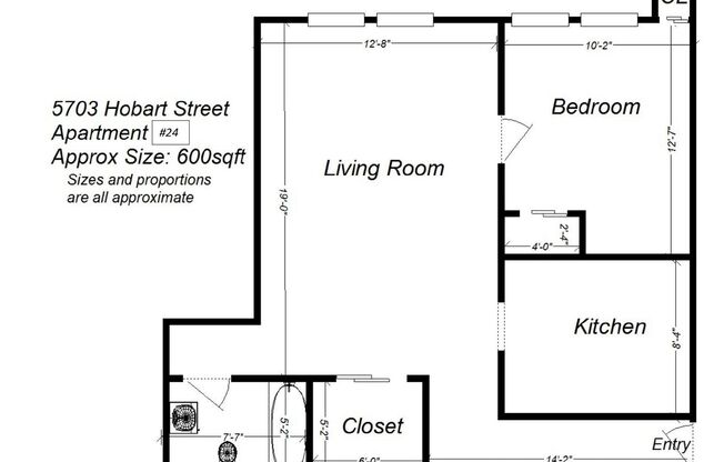 1 bed, 1 bath, 600 sqft, $1,449, Unit 5703 Hobart St. #24