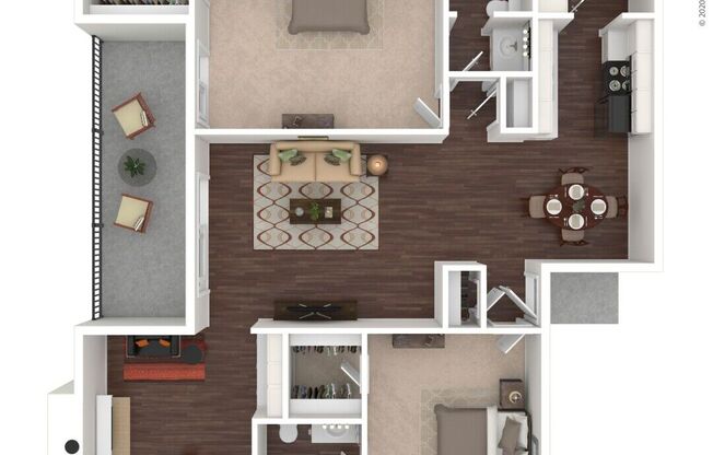 2 beds, 2 baths, 1,258 sqft, $1,799