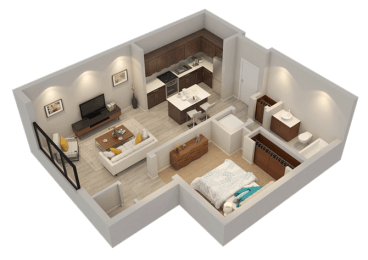 1 bed, 1 bath, 601 sqft, $1,289