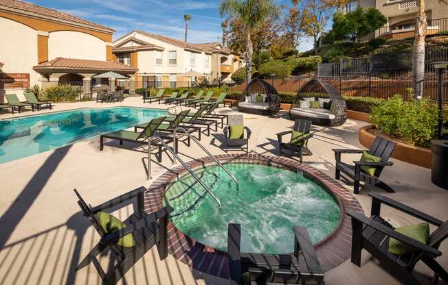 Relaxing resort-style pool with sundeck and spa 