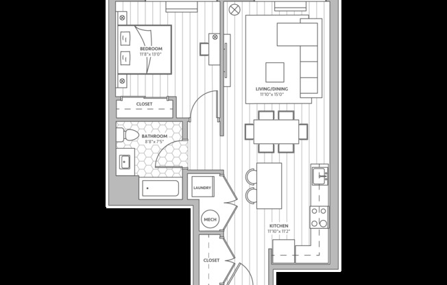 1 bed, 1 bath, 733 sqft, $2,746