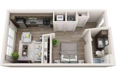 Studio, 1 bath, 580 sqft, $1,265