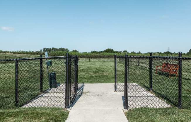 the entrance to the field is through a chain link fence